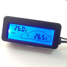 Car Digital Inside and Outside Thermometer, 12V Car Thermometer With LCD Display, Black Shell (Blue)