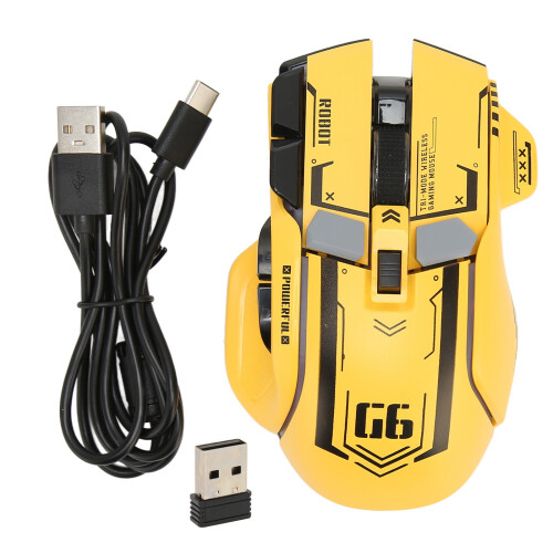 Gaming Mouse 2.4G Wired Bluetooth 3 Mode 5 DPI Adjustable RGB Light Yellow 1