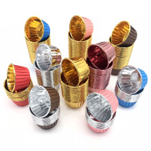 100Pcs Colored Hemming Cupcake Liners Heat-Resistant Gold Double-Sided