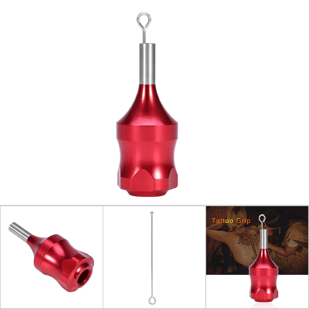 Red Aluminium Alloy Tattoo Grip Tube With Knurled Handle, 7.4X2.4cm