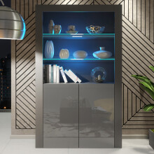 Spectrum 170cm Display Cabinet LED - Dark Grey Gloss Doors
