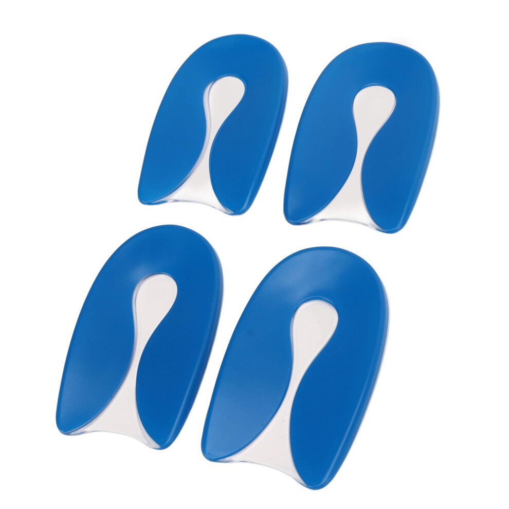 Gel U Shaped Heel Pad 2 Pairs Anti-Slip Shock Absorption Transparent Blue