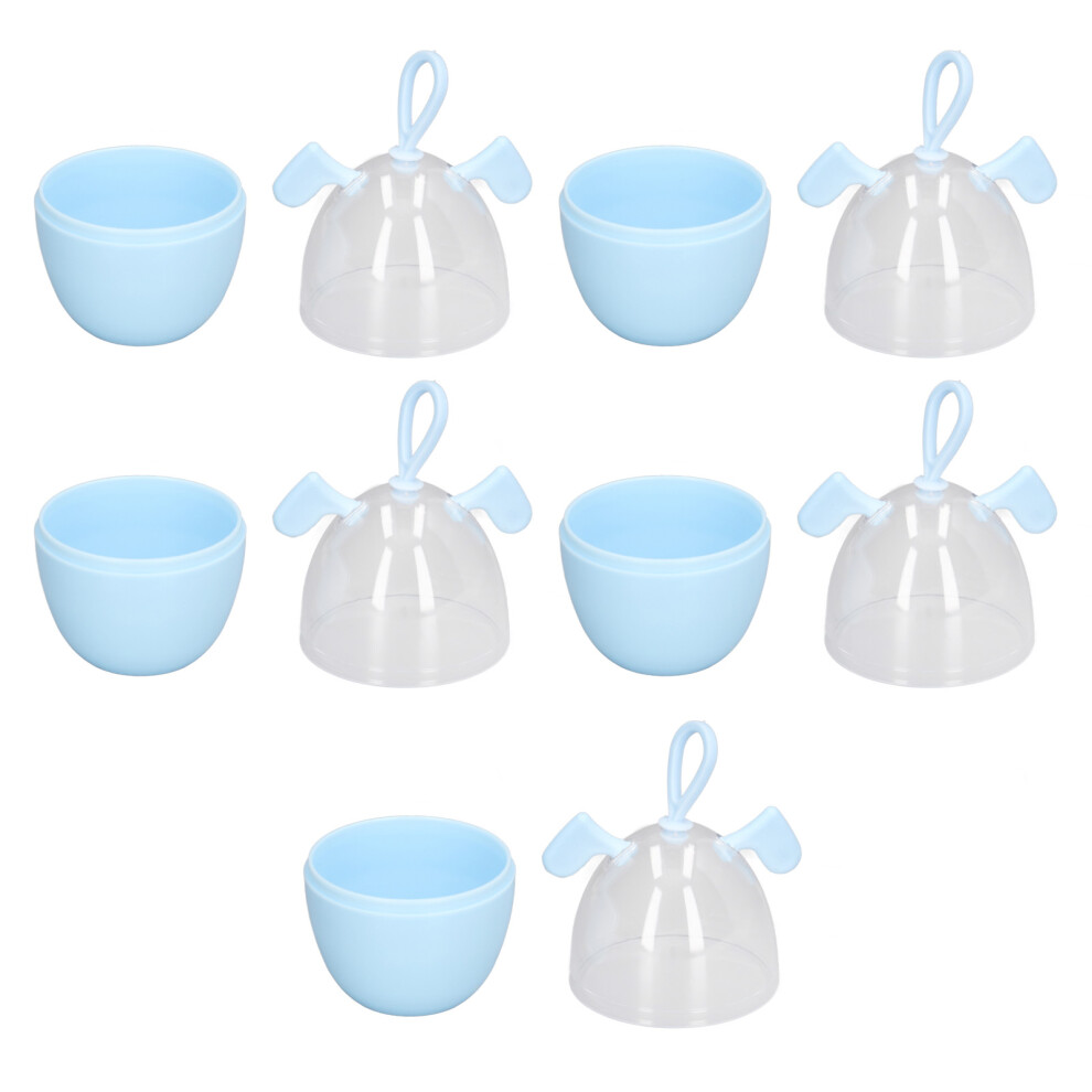 5pcs Blue Cartoon Makeup Blender Cases with Hanging Handle, Plastic Storage