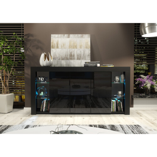 Creative Furniture Eden 164cm Sideboard LED - Black Gloss Doors 1