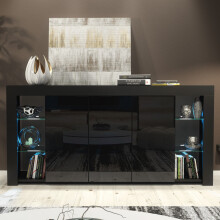 Eden 164cm Sideboard LED - Black Gloss Doors