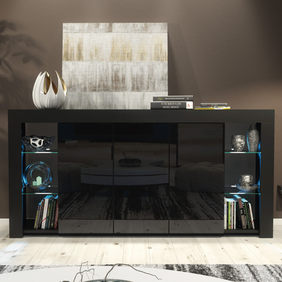 Creative Furniture Eden 164Cm Sideboard Led - Gloss Doors Black