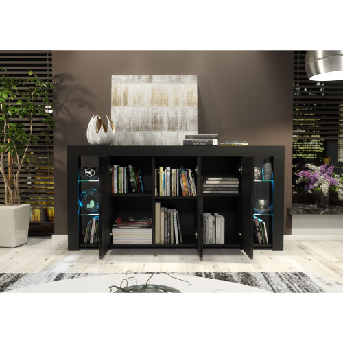 Creative Furniture Eden 164cm Sideboard LED - Black Gloss Doors 2