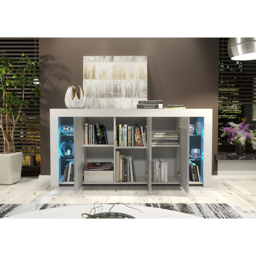 Creative Furniture Eden 164cm Sideboard LED - White & Grey Gloss Doors 2