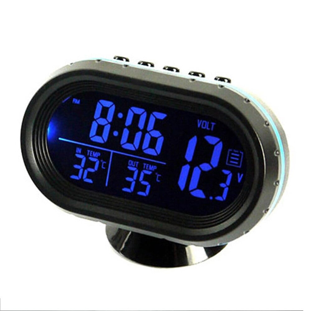 Car Clock 12V/24V Voltmeter Thermometer Battery Monitor Lcd Temperature And Time Display Digital Dashboard Clock Backlit 9354506184445