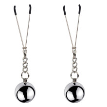 BDSM Nipple Clamp Non-Piercing Adjustable Clips With Metal Ball Weights, Nipple Ring Breast Clamp For Women Couples
