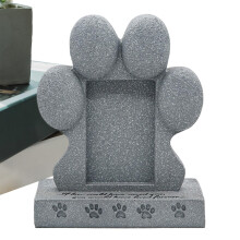 Pet Grave Marker Stone Resin Paw Shaped Photo Frame Weather-Resistant Memorial Stone For Dogs Or Cats