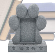 Dog Garden Memorial Stone With Frame Resin Paw Print Outdoor Tombstone Weatherproof Pet Memorial For Dogs And Cats