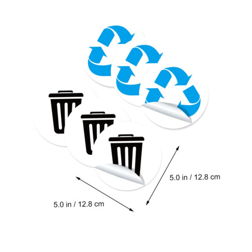 Waste Bin Stickers Self-Adhesive PVC Labels For Recycling And Waste Sorting Color-Coded Durable 1