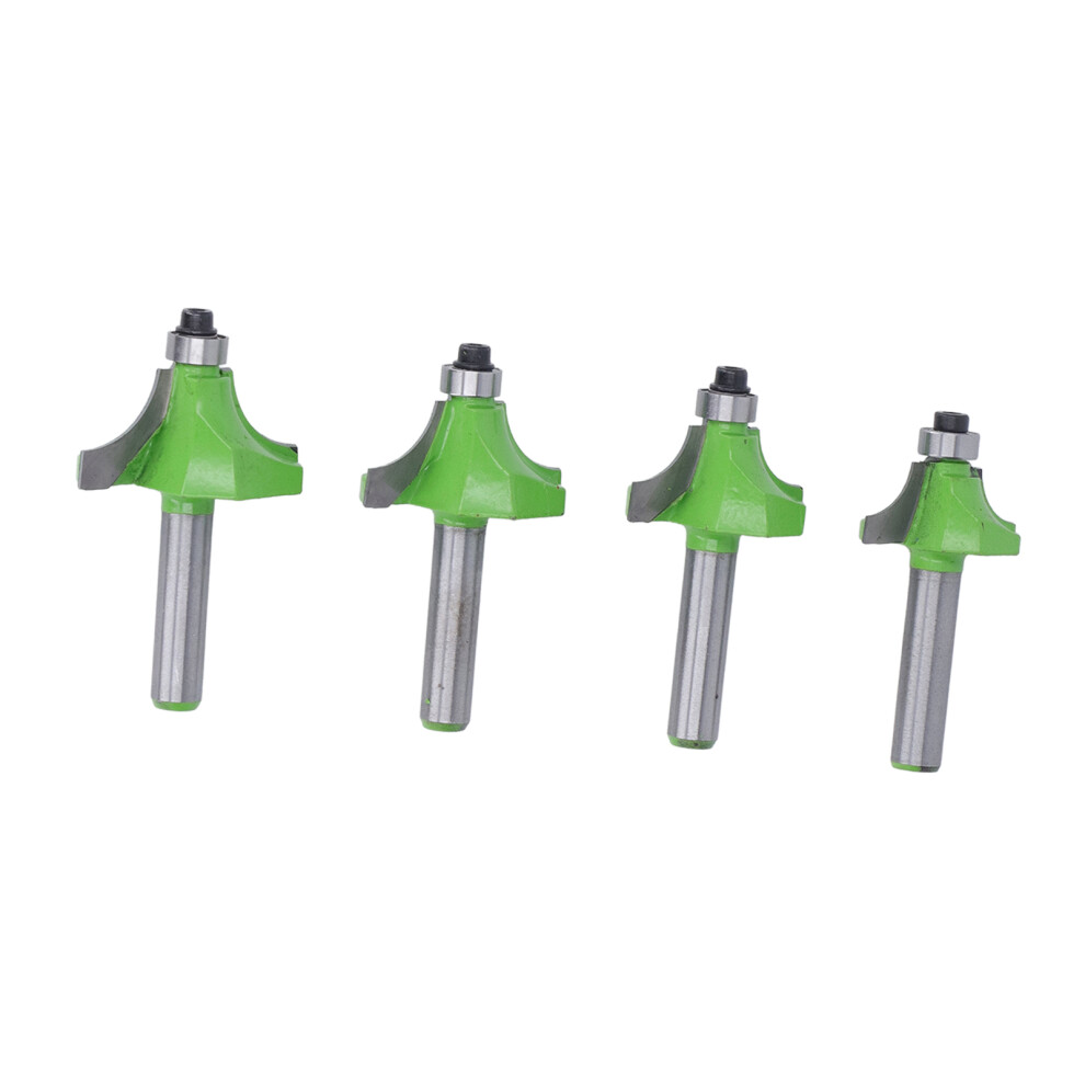 4Pcs Roundover Router Bits Set, Tungsten Steel, 8mm & 5/8in-1in Green-image-OPC-PKZ2THH-NEW