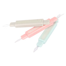 3 Stück Doppel-Nadel-Fädler-Set, tragbares Nähwerkzeug ca. 9,9 cm in Pink, Blau & Grau