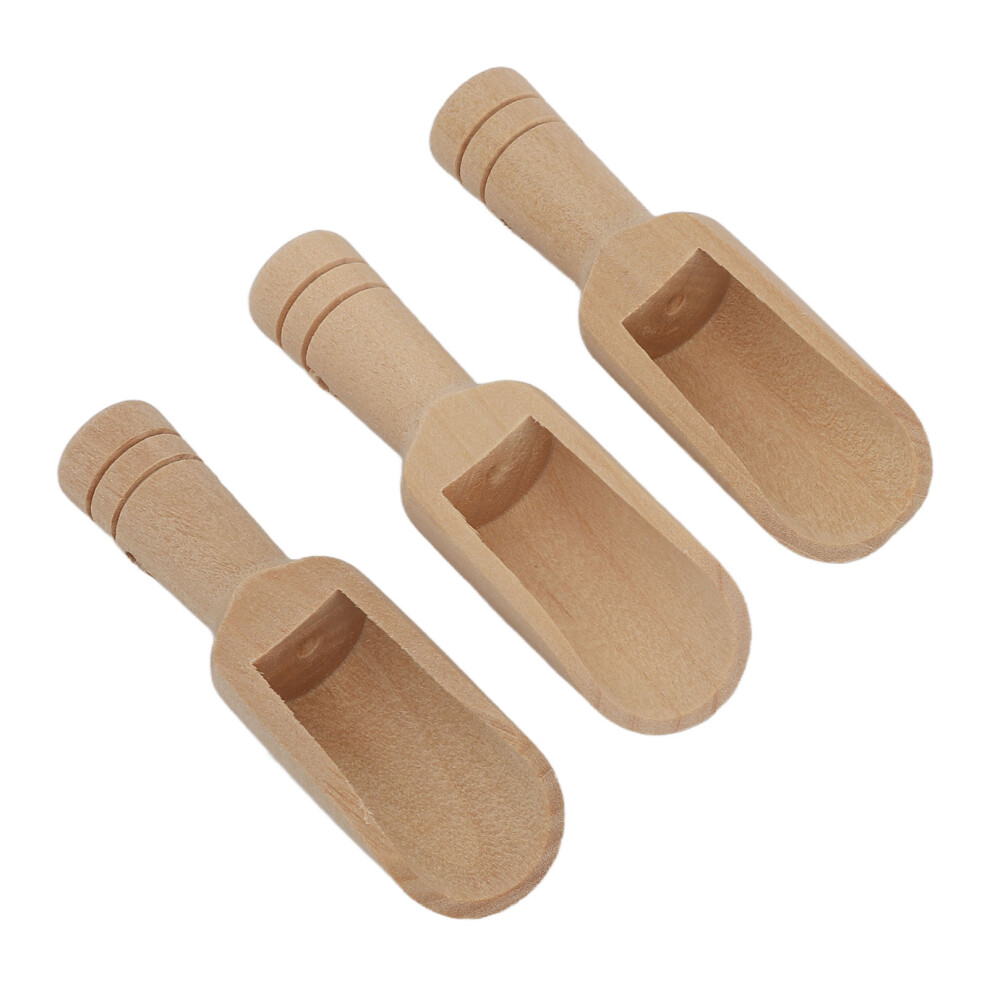 3pcs Small Schima Superba Bath Salt Spoons Round Handle - Portable Spice Scoops
