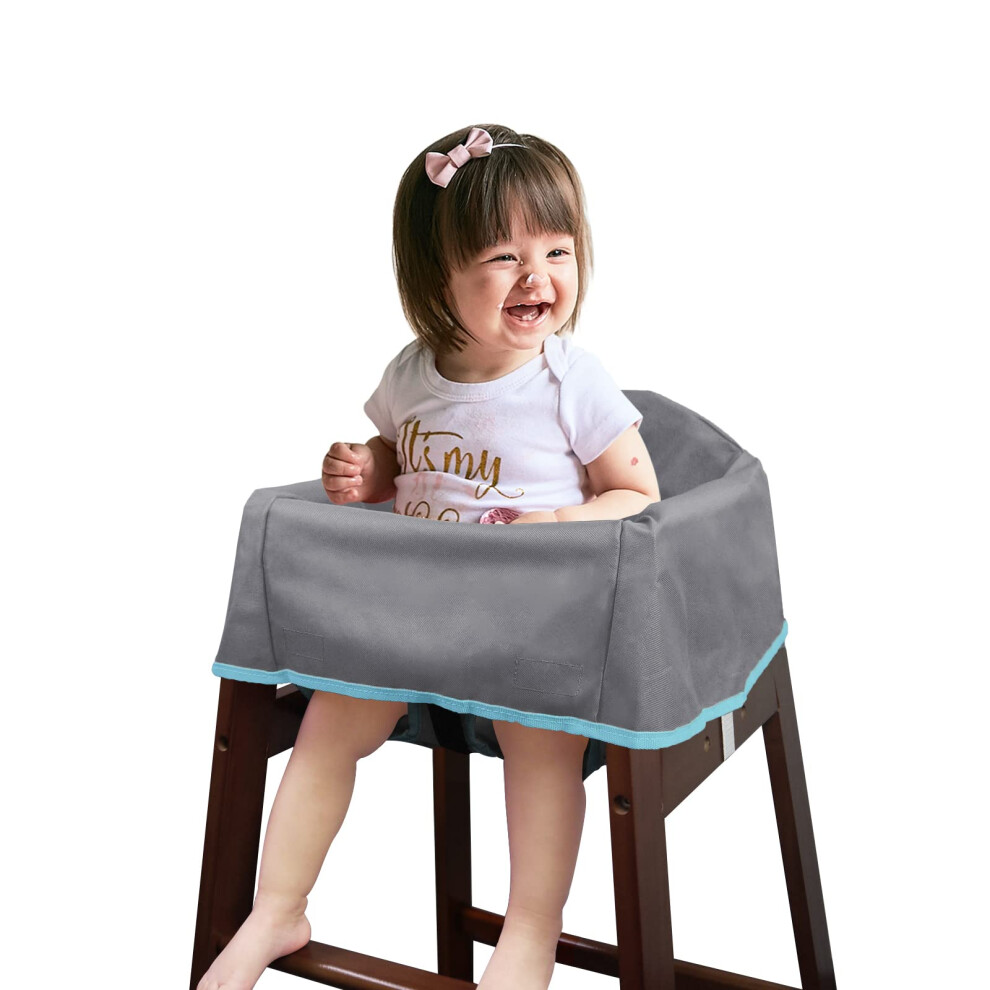 Dual-Belt High Chair Cover For Wooden And Restaurant High Chairs, Gray, Upgrade Version, Durable Material