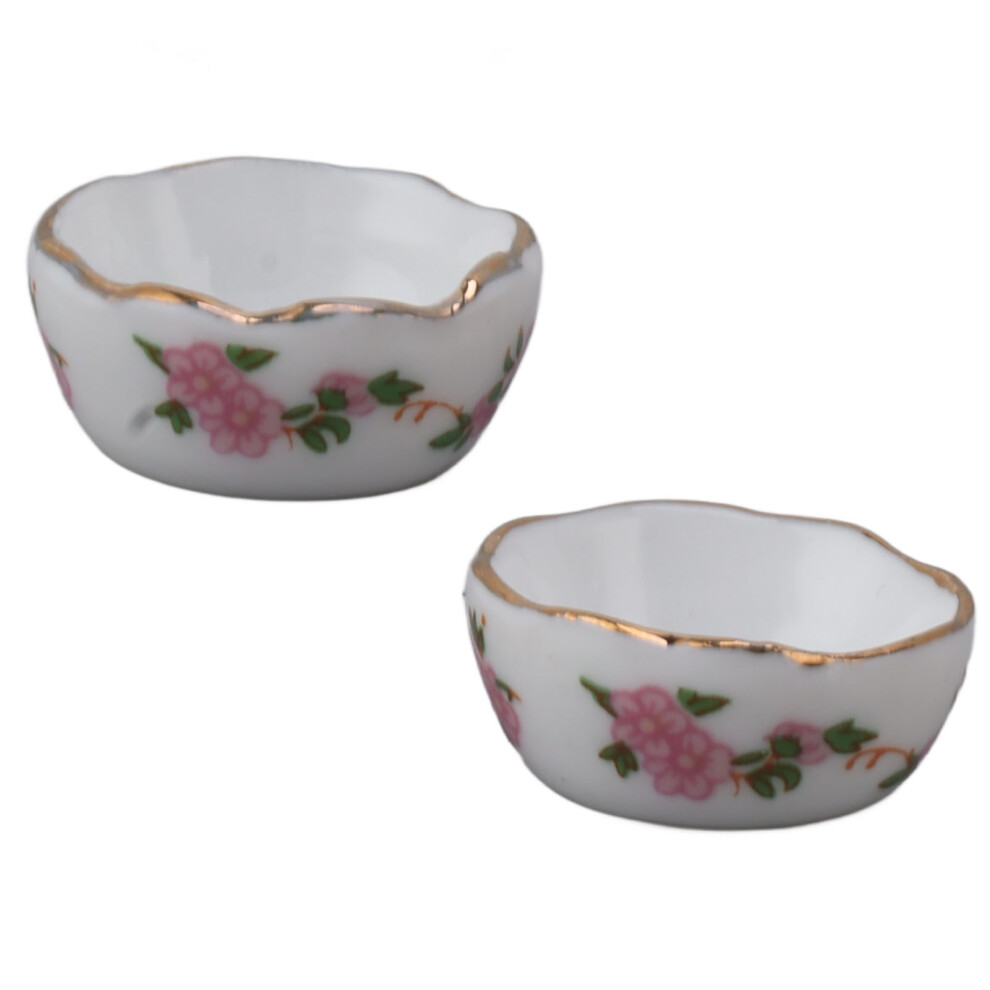 8Pcs Mini Ceramic Dollhouse Bowls Floral Gold Edges, 2cm Diameter-image-OPC-PKZ2Y27-NEW