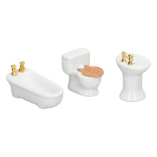 3-teiliges Miniatur-Keramik-Badezimmer-Set für 1/24 Puppenhaus, Weiß
