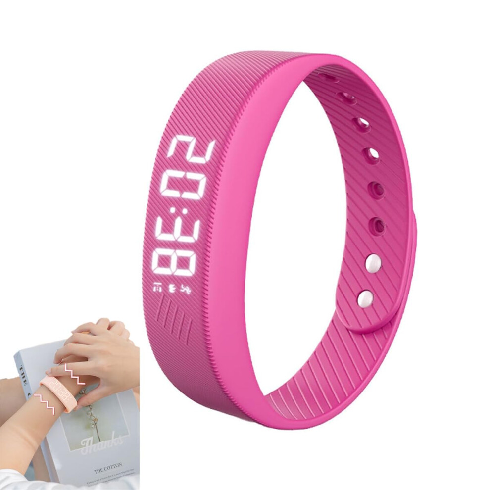 Alarm Clock Watch Digital Silent Vibration Snooze-Free Bracelet Sport Wristband Rose For Men And Women Pink 9393856226665