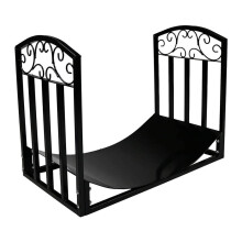 Mesh Fireplace Screen Iron Firewood Basket Heavy-Duty Indoor Outdoor Log Rack With Kindling Holder Standing Black