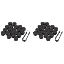 40 tapas negras brillantes para tornillos y tuercas de ruedas de coche de 21 mm con llave de extracción.