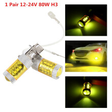 Stoßfeste 16SMD Gelb LED H3 Nebelscheinwerfer Glühbirnen 80W 12-24V Paar