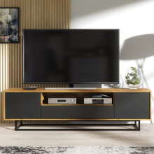 Rift Loft 200cm TV Unit - Oak & Black