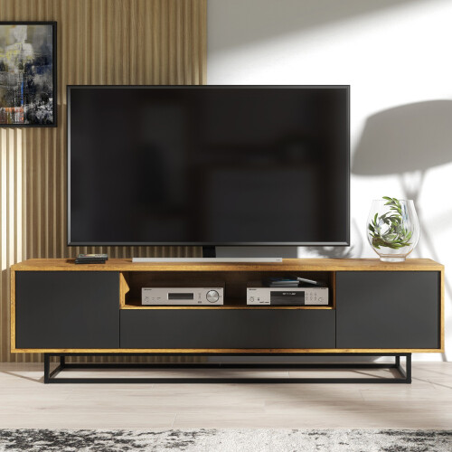 Creative Furniture Rift Loft 200cm TV Unit - Oak & Black