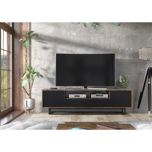 Creative Furniture Rift Loft 200cm TV Unit - Rustic & Black 1