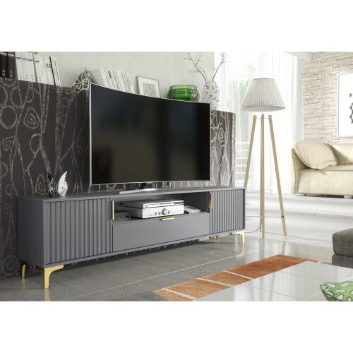 Creative Furniture Tide Crest 200cm TV Unit Gold - Modern Fluted Design 1