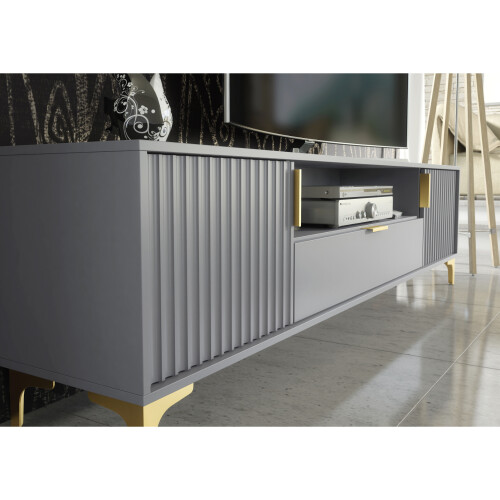 Creative Furniture Tide Crest 200cm TV Unit Gold - Modern Fluted Design 2