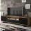 Creative Furniture Blackridge 200cm TV Unit - Oak & Black Fluted Fronts 7