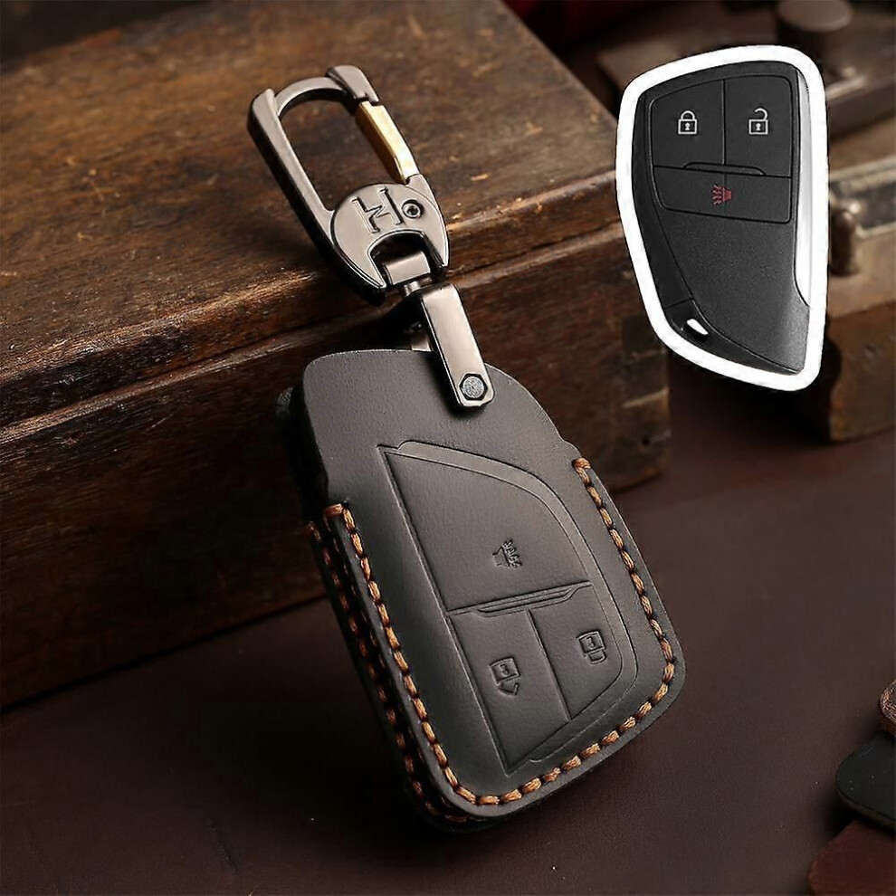 (For Buick Envision Plus 2023 3-button)For Buick Envision Plus 2023 Hallmo Crazy Horse Cowhide Car Key