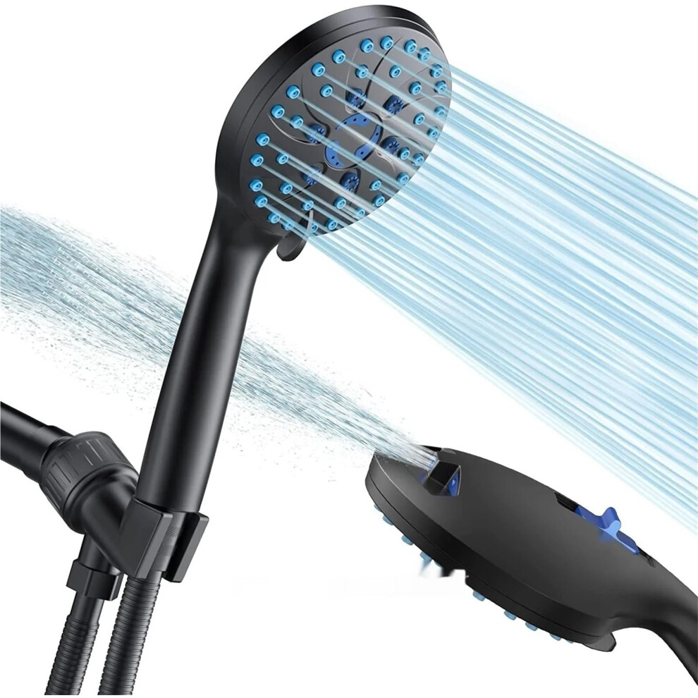 Handheld Shower Head With 5-Mode Massage, 2-Mode Spray Gun, High-Pressure Rainfall, Low Water Pressure Compatible, Black 9084446325751