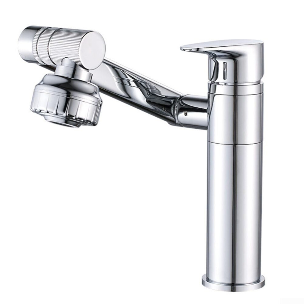 Rotatable Bathroom Faucet 1080-Degree Movement, Brass Sink Mixer, Dual Outlet, Deck Mount, Chrome Finish 9084446325775
