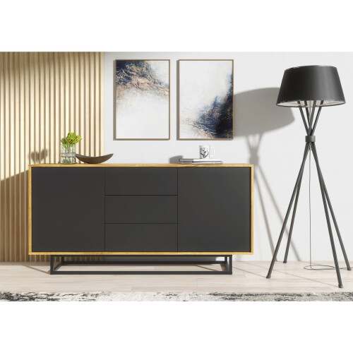 Creative Furniture Vista Loft 140cm Sideboard - Oak & Black 1
