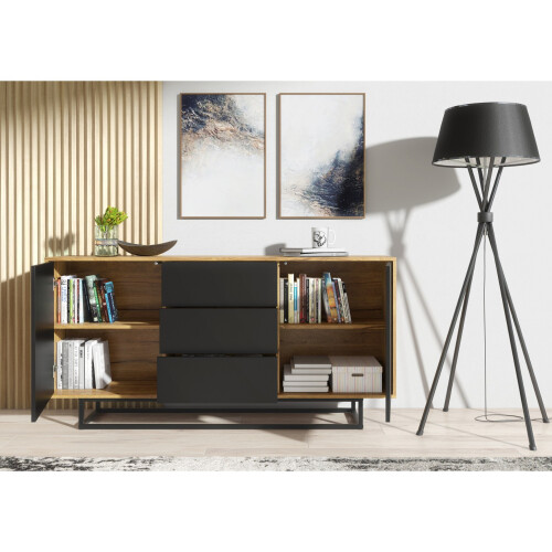 Creative Furniture Vista Loft 140cm Sideboard - Oak & Black 2