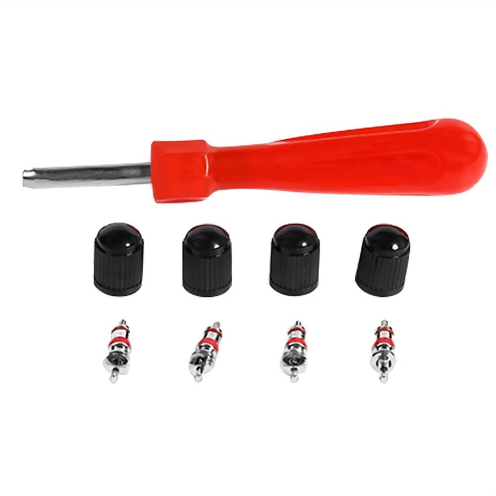 Tire Repair Kit, 4 Valve Cores, 4 Valve Caps, Valve Stem Screwdriver, Tire Plug Kit, For Car, Bike, Bus, Truck 9016109317346
