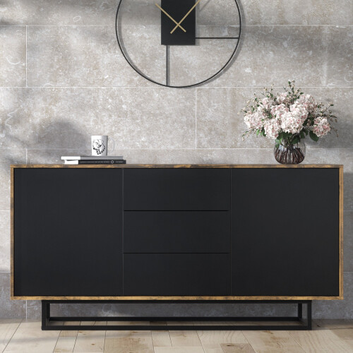 Creative Furniture Vista Loft 140cm Sideboard - Rustic & Black