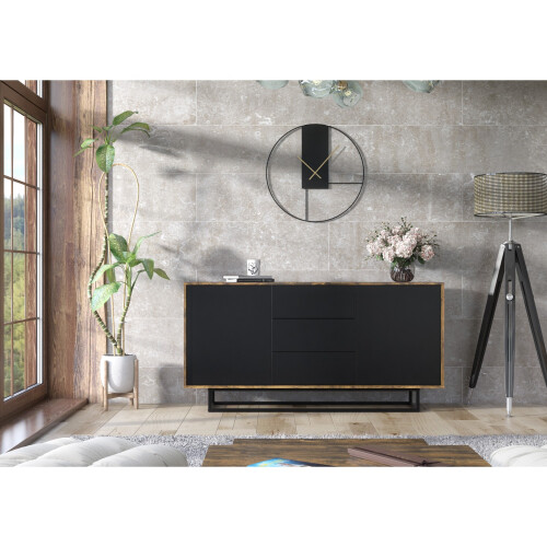 Creative Furniture Vista Loft 140cm Sideboard - Rustic & Black 1