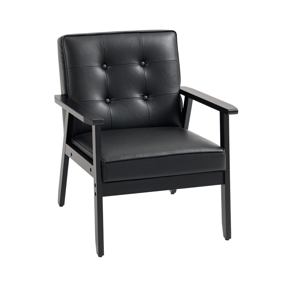 Stylish Retro-Style Accents Chair in Black Faux Leather â Comfortable Elegant Seating for Living Room & Lounge Areas-image-OPC-PKZ6FDT-NEW