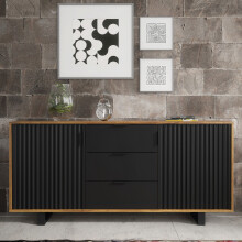 Blackridge 140cm Sideboard - Dark Oak Body with Matte Black Doors