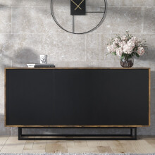 Halo Loft 160cm Sideboard - Rustic & Black Doors