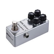 MOSKYAudio MM Silver Electric Guitar Overdrive Pedal, Full Metal Shell, Compact Size