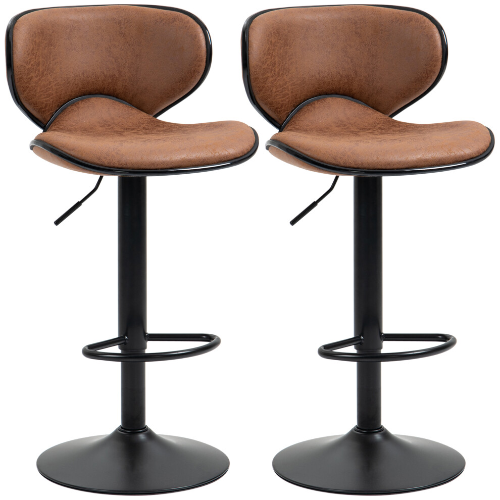 2-Piece Microfiber Bar Stool Set with Swivel & Adjustable Height Armless Chairs Brown Color-image-OPC-PKZ6MM6-NEW