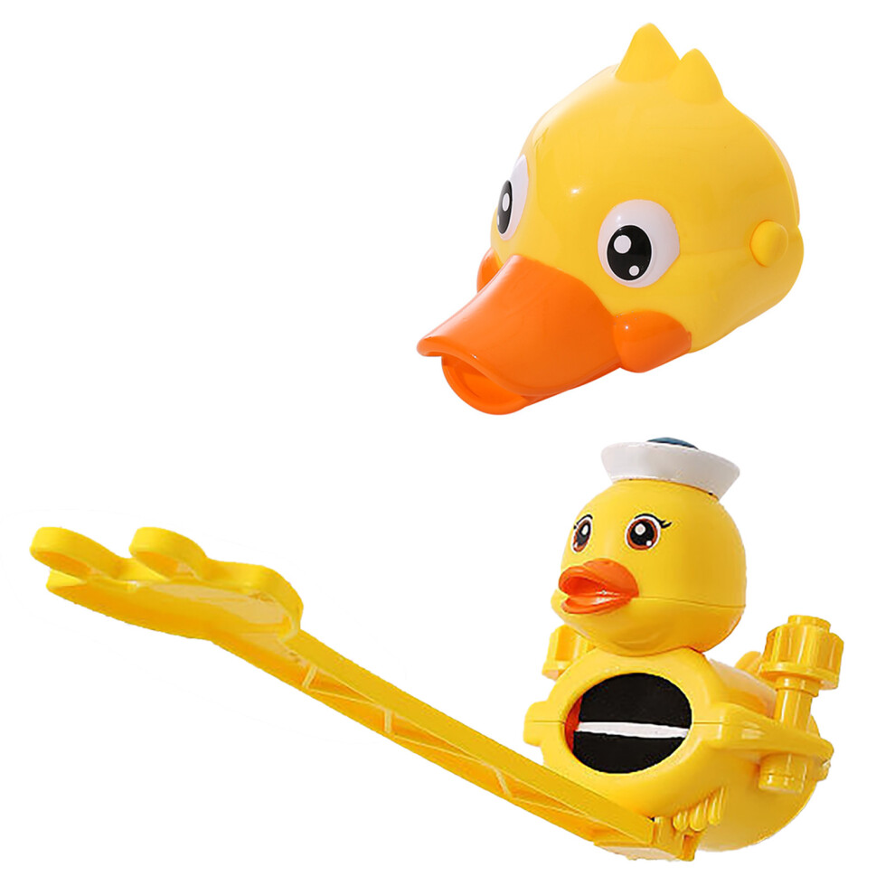Cartoon Faucet Extender Set ABS Double Water Flow for Toddler Yellow