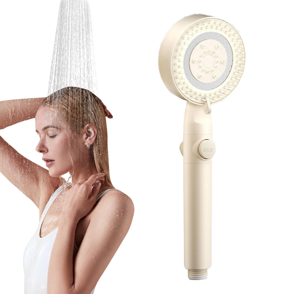 Pressure Shower Head Adjustable 5-Mode Handheld Showerhead Multilayer Filtration Bath Sprayer Beige 9084446327793