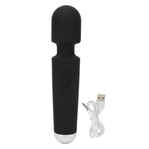 USB Charging Mini Wand Massager 20 Modes Black Waterproof 1