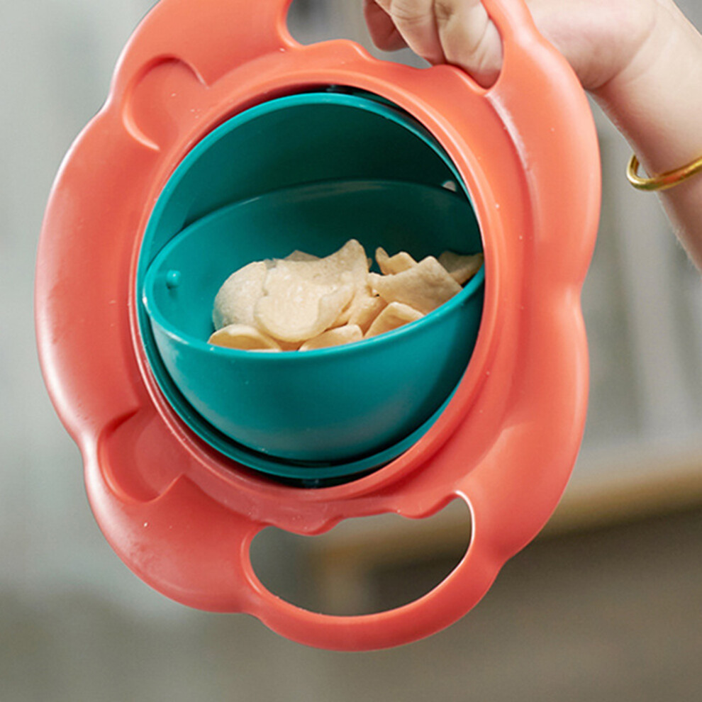 Children Rotating Spill-Resistant Baby Toddler Bowl, 360 Green